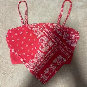 Red Bandana Print Crop Top